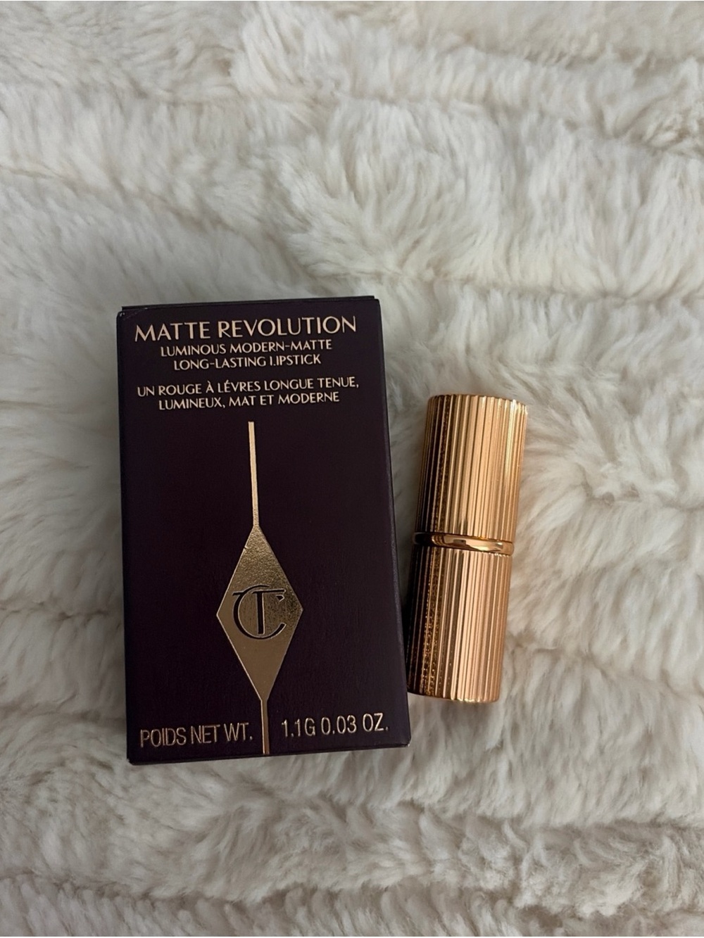 CHARLOTTE TILBURY MATTE REVOLUTION LIPSTICK 'PILLOW TALK' mini 0.03oz~new~box